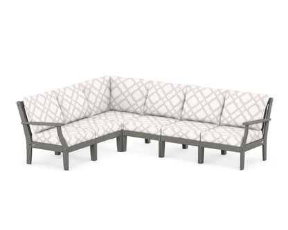 POLYWOOD® Braxton Modular 6-Piece Deep Seating Set in Slate Grey / Trellis Dune Burlap