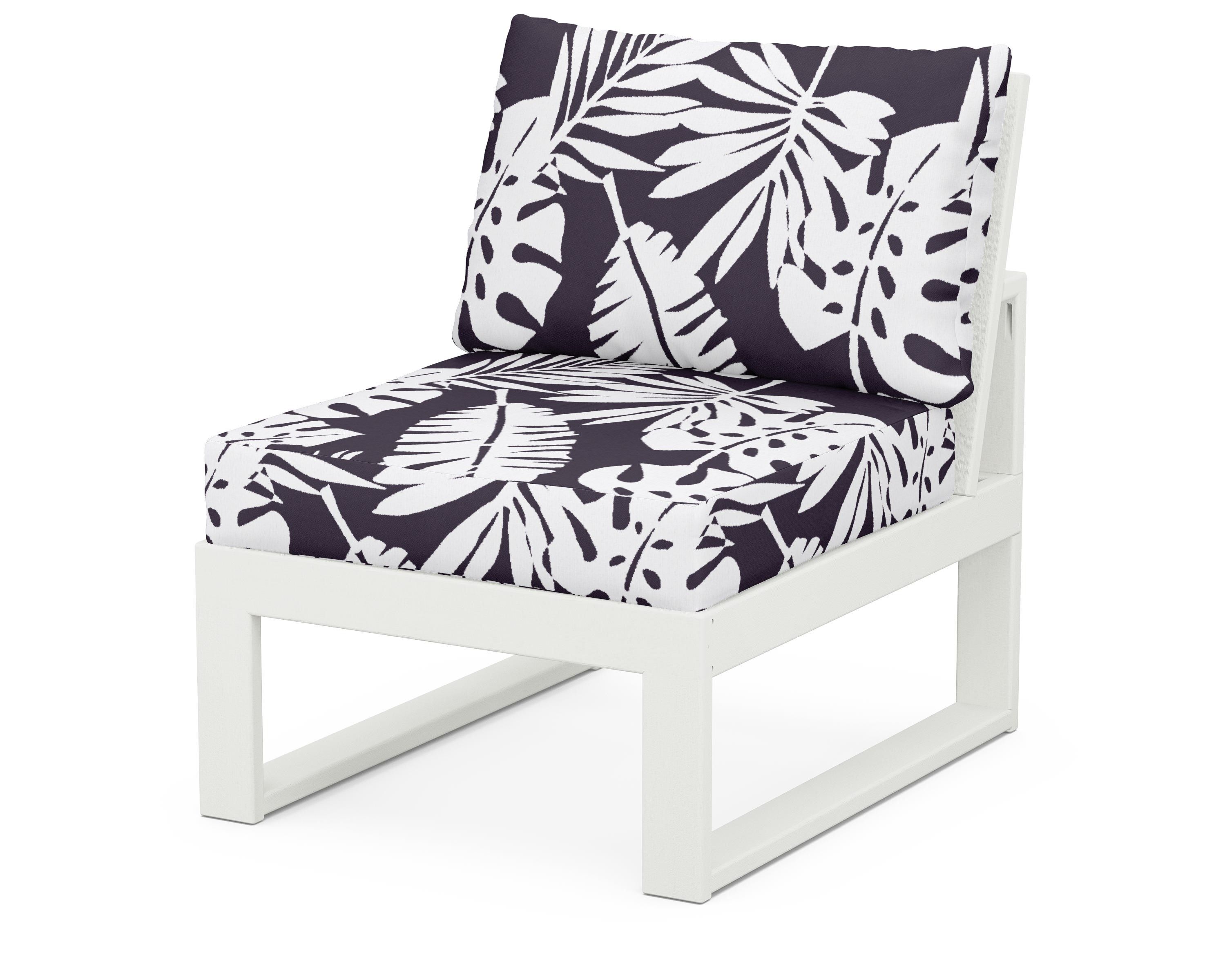 Unbranded Modular Armless Chair in Vintage White / Leaf Navy