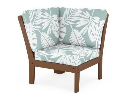 POLYWOOD® Braxton Modular Corner Chair in Teak / Leaf Glacier Spa