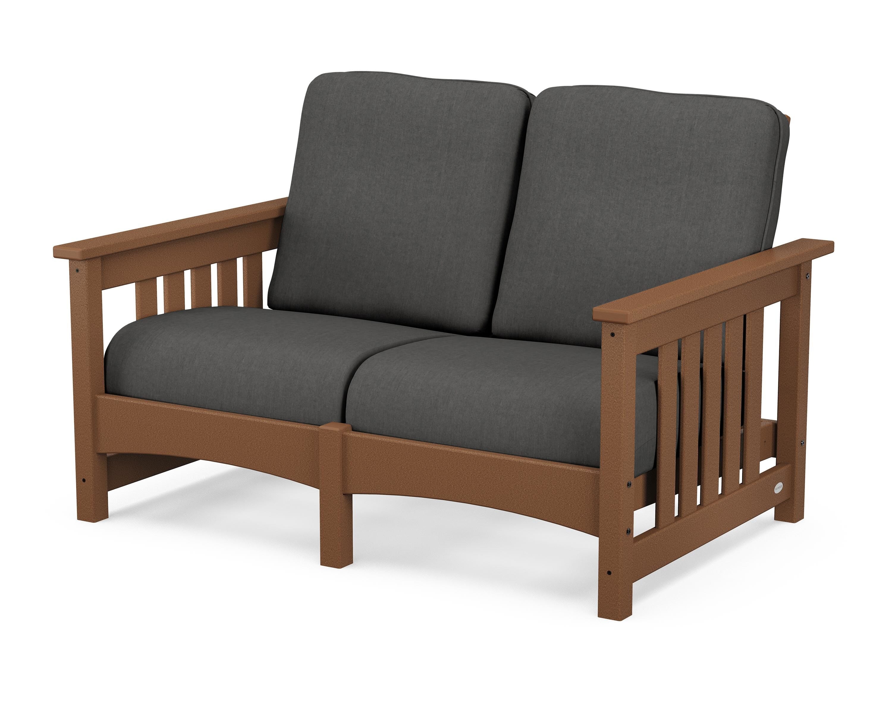 POLYWOOD® Club Mission Loveseat in Teak / Spectrum Carbon