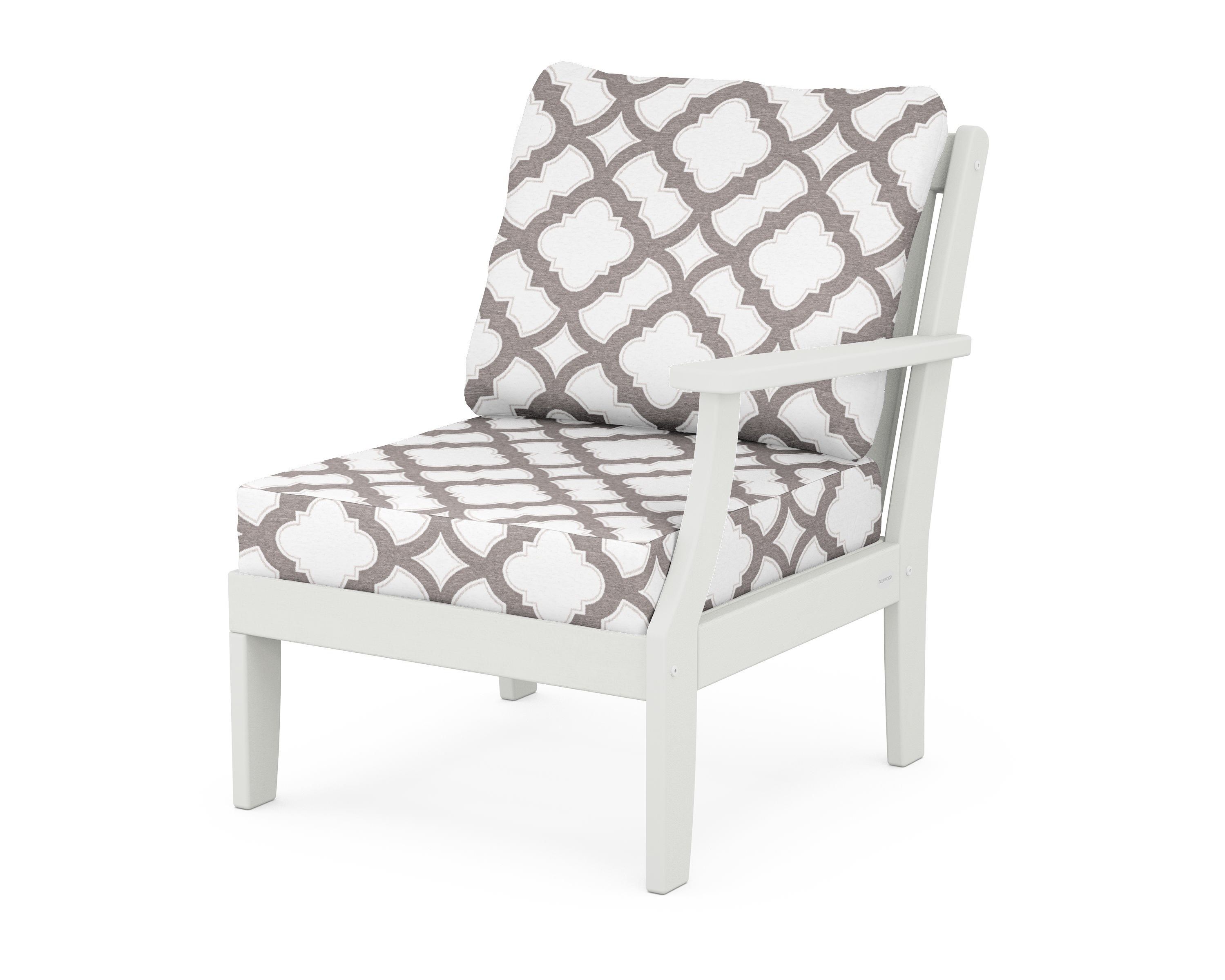 POLYWOOD® Braxton Modular Right Arm Chair in Vintage White / Trellis Grey Mist