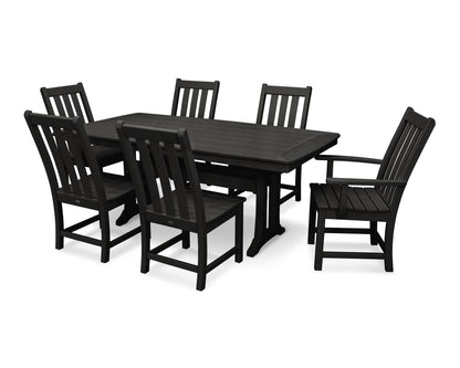 POLYWOOD® Vineyard 7-Piece Dining Set with Trestle Legs in Black