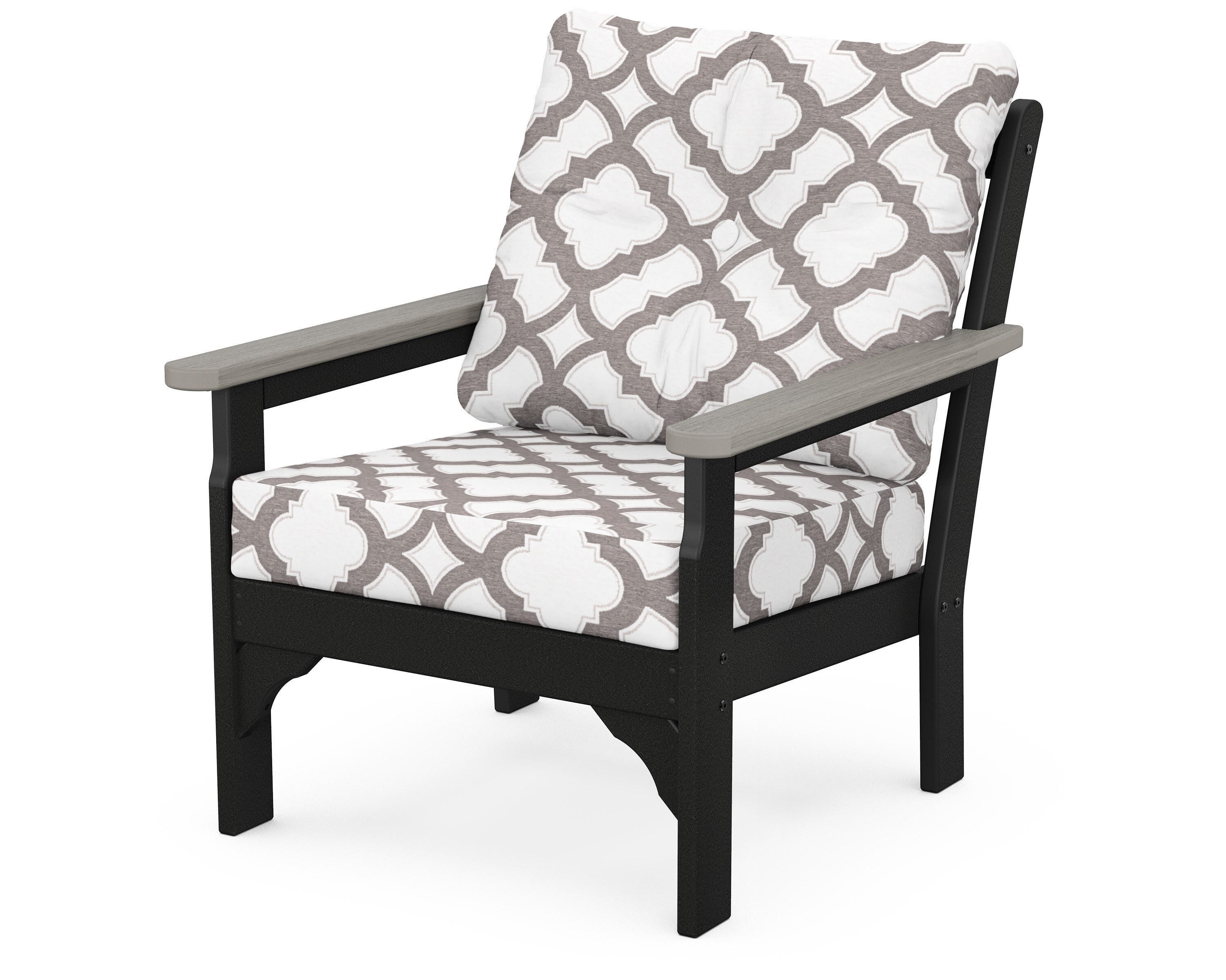 POLYWOOD® Vineyard Deep Seating Chair in Black / Driftwood / Trellis Grey Mist