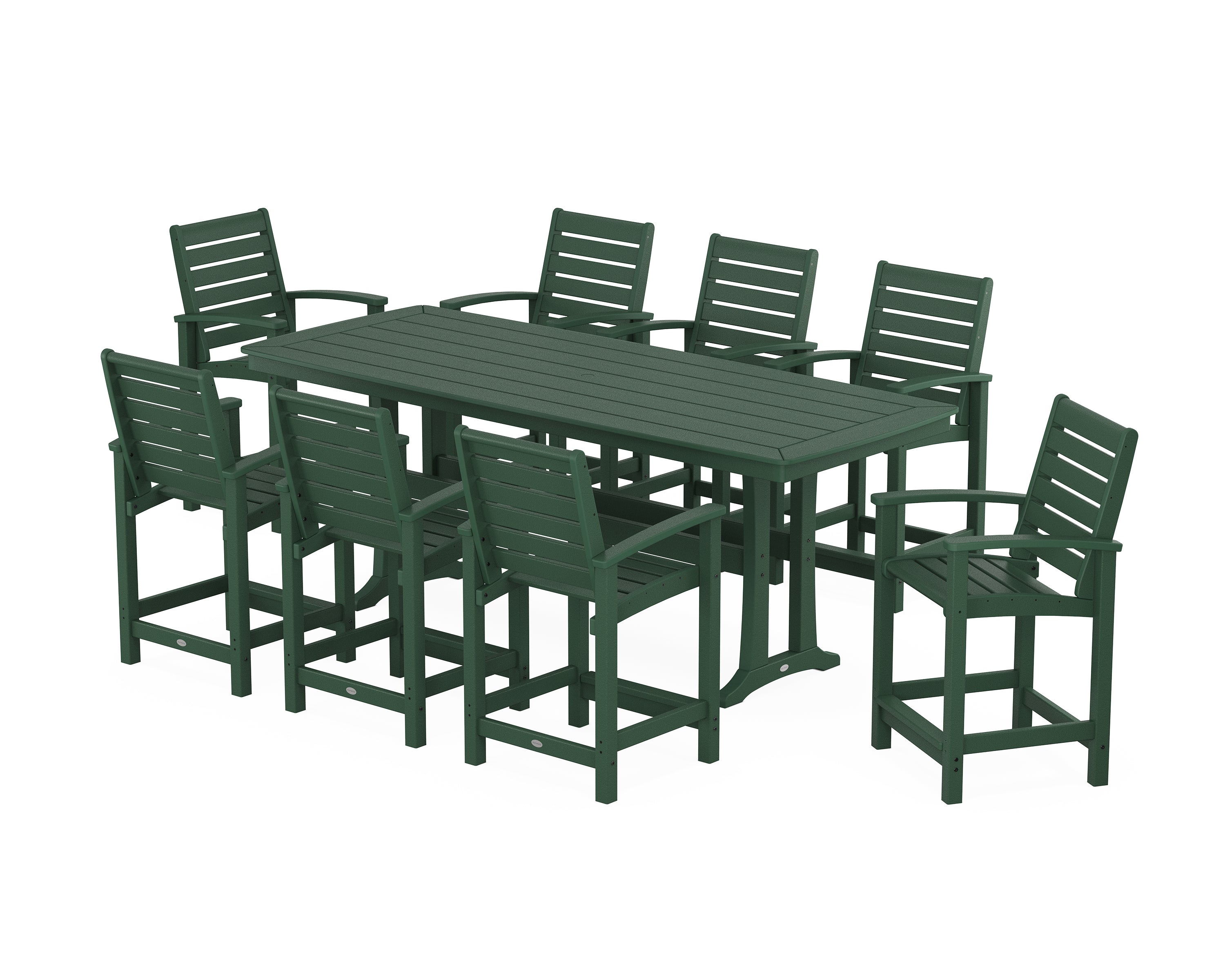 POLYWOOD® Signature 9-Piece Counter Set with Trestle Legs in Green