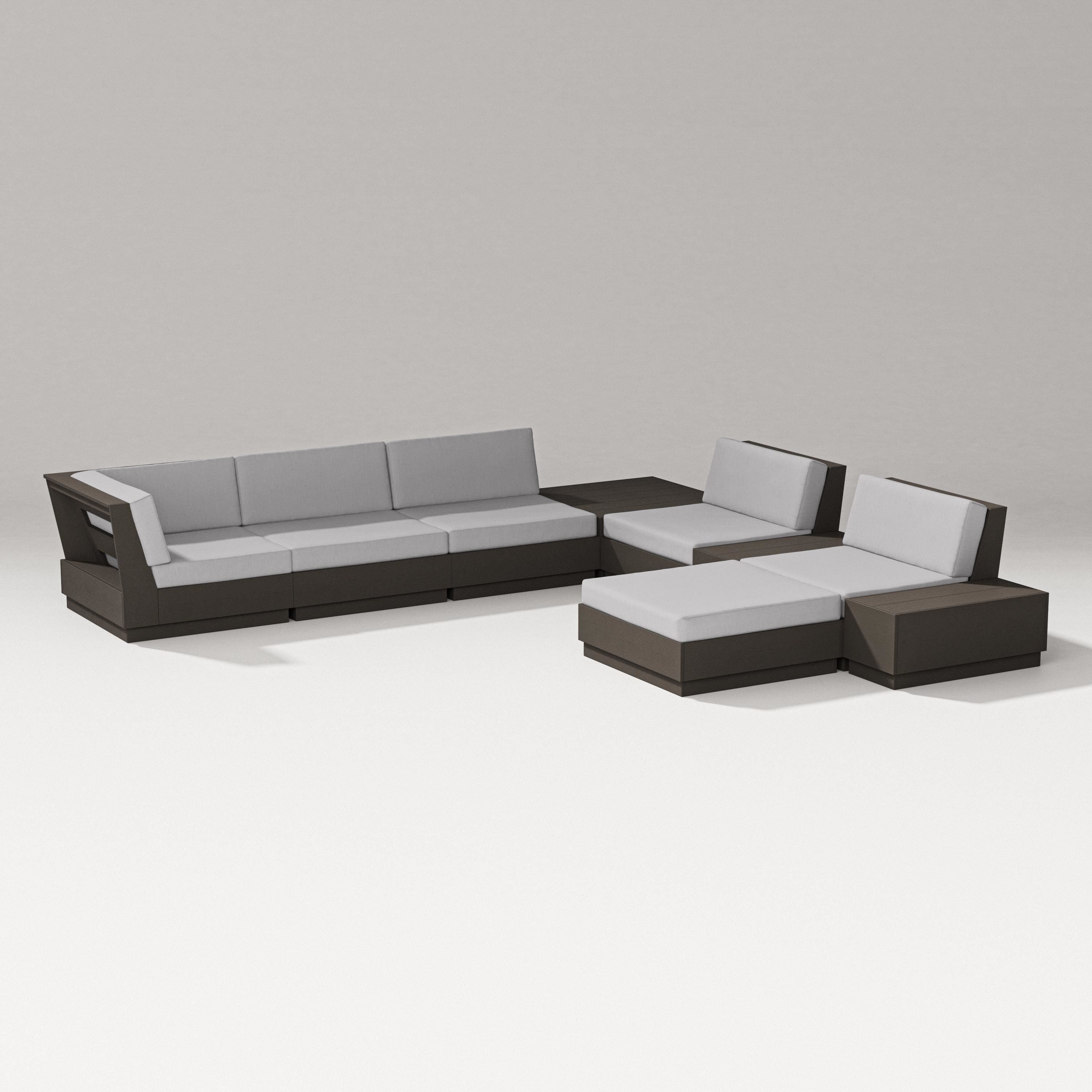 PW Designer Series Elevate 9-Piece Conversation Sectional in Vintage Coffee / Granite