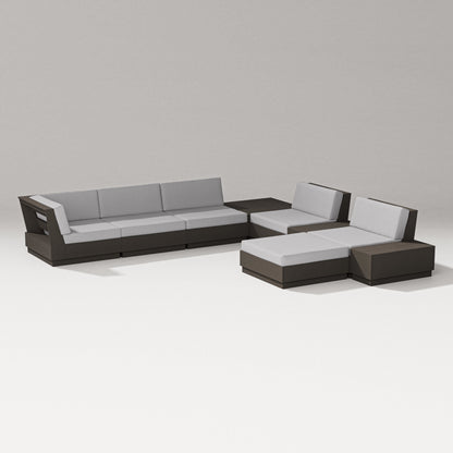 PW Designer Series Elevate 9-Piece Conversation Sectional in Vintage Coffee / Granite
