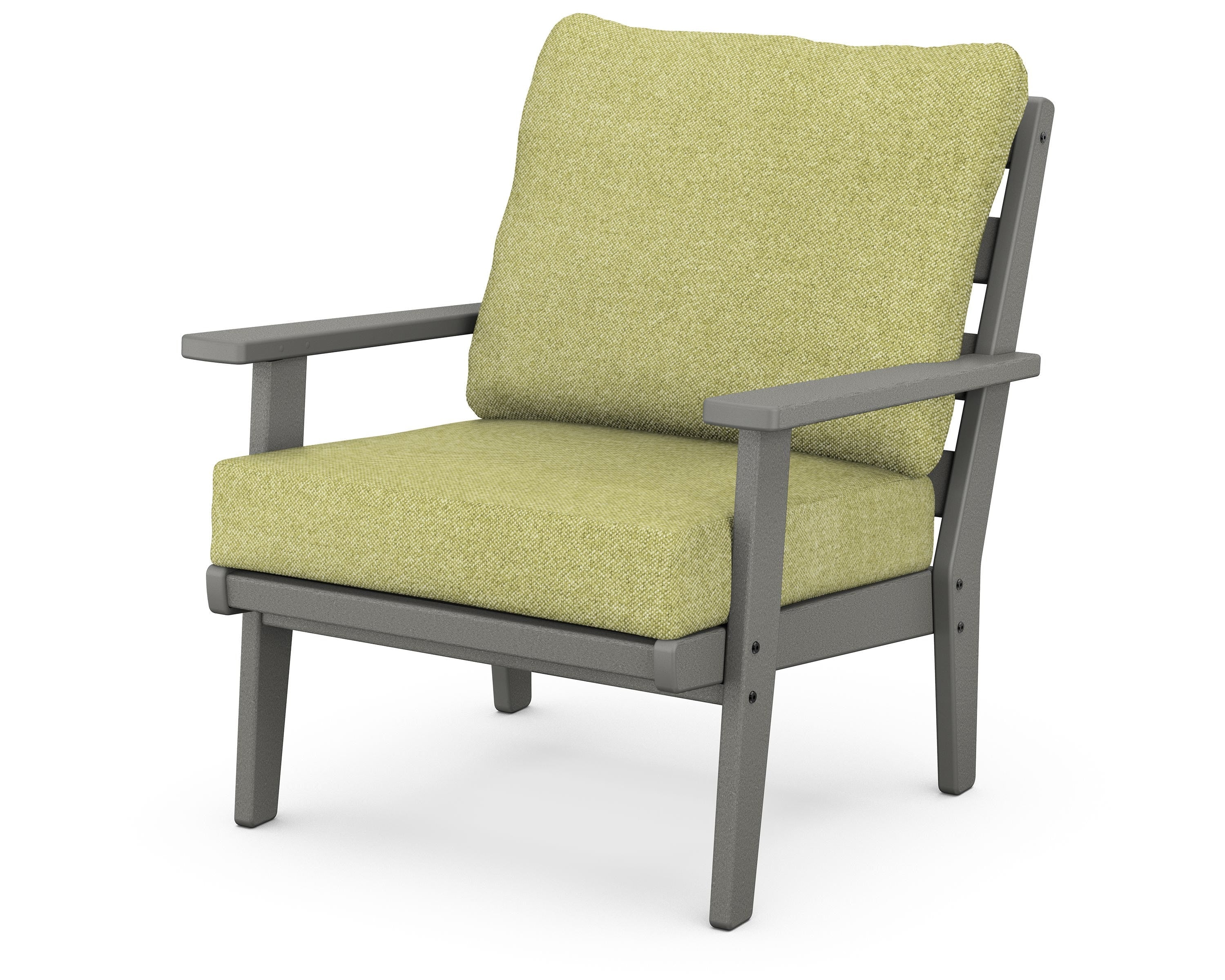 POLYWOOD® Grant Park Deep Seating Chair in Slate Grey / Chartreuse Boucle