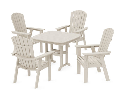 POLYWOOD® Nautical Curveback Adirondack 5-Piece Dining Set in Sand