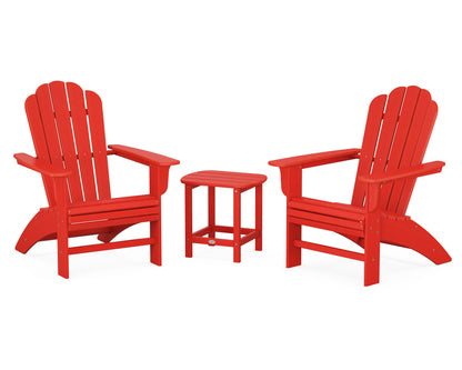 Country Living Cottage Curveback Adirondack Chair 3-Piece Set in Sunset Red