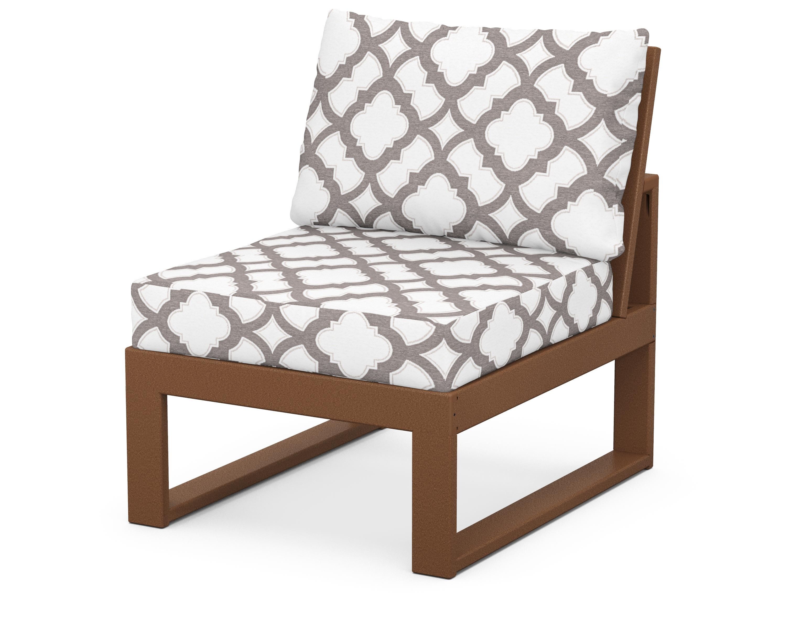 Unbranded Modular Armless Chair in Teak / Trellis Grey Mist