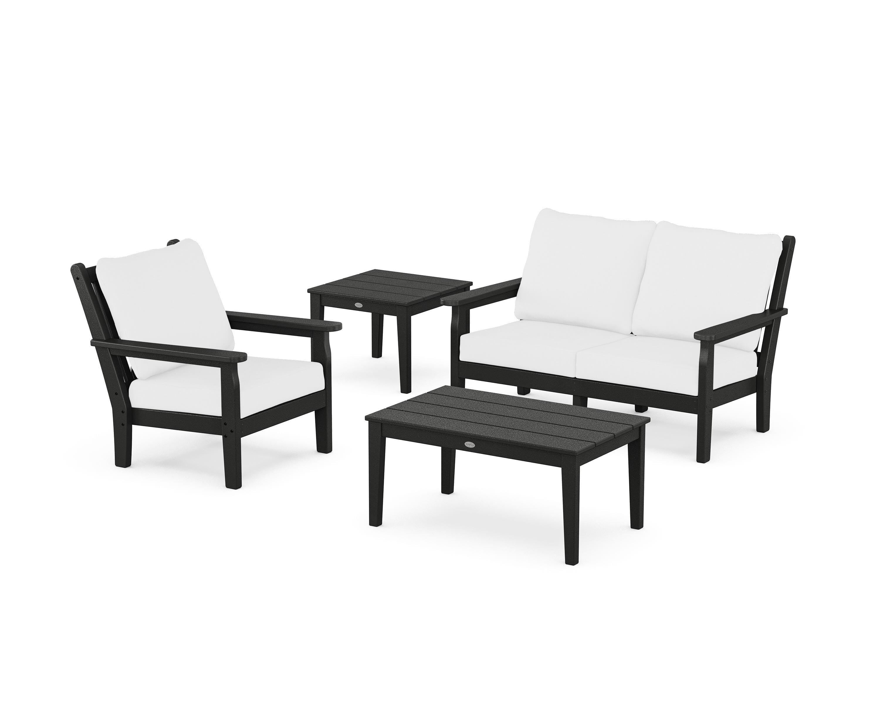POLYWOOD® Chippendale 4-Piece Deep Seating Set in Black / Natural
