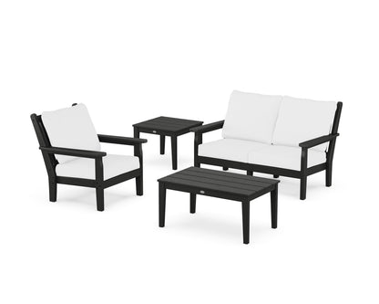 POLYWOOD® Chippendale 4-Piece Deep Seating Set in Black / Natural