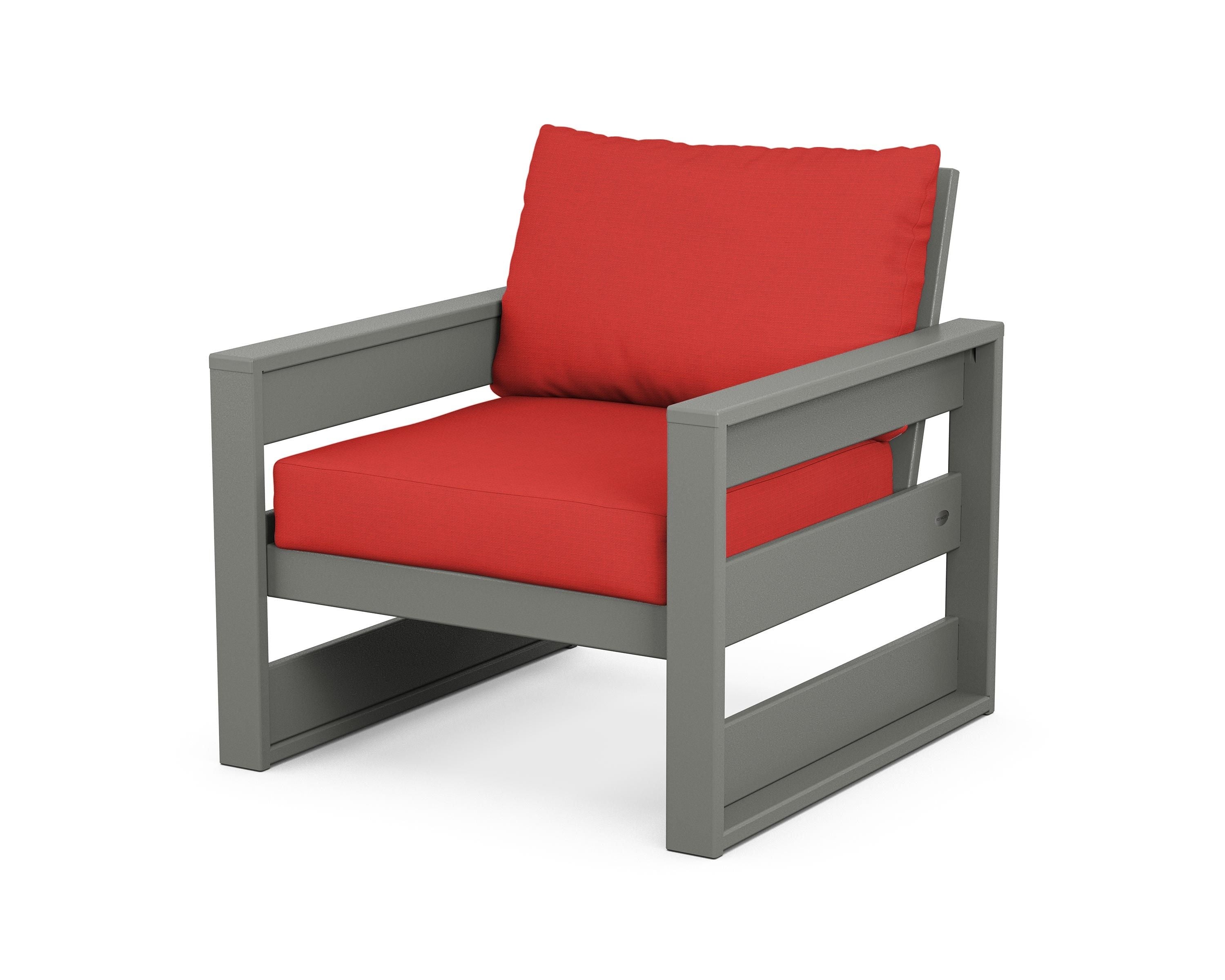 POLYWOOD® Westport Club Chair in Slate Grey / Crimson Linen