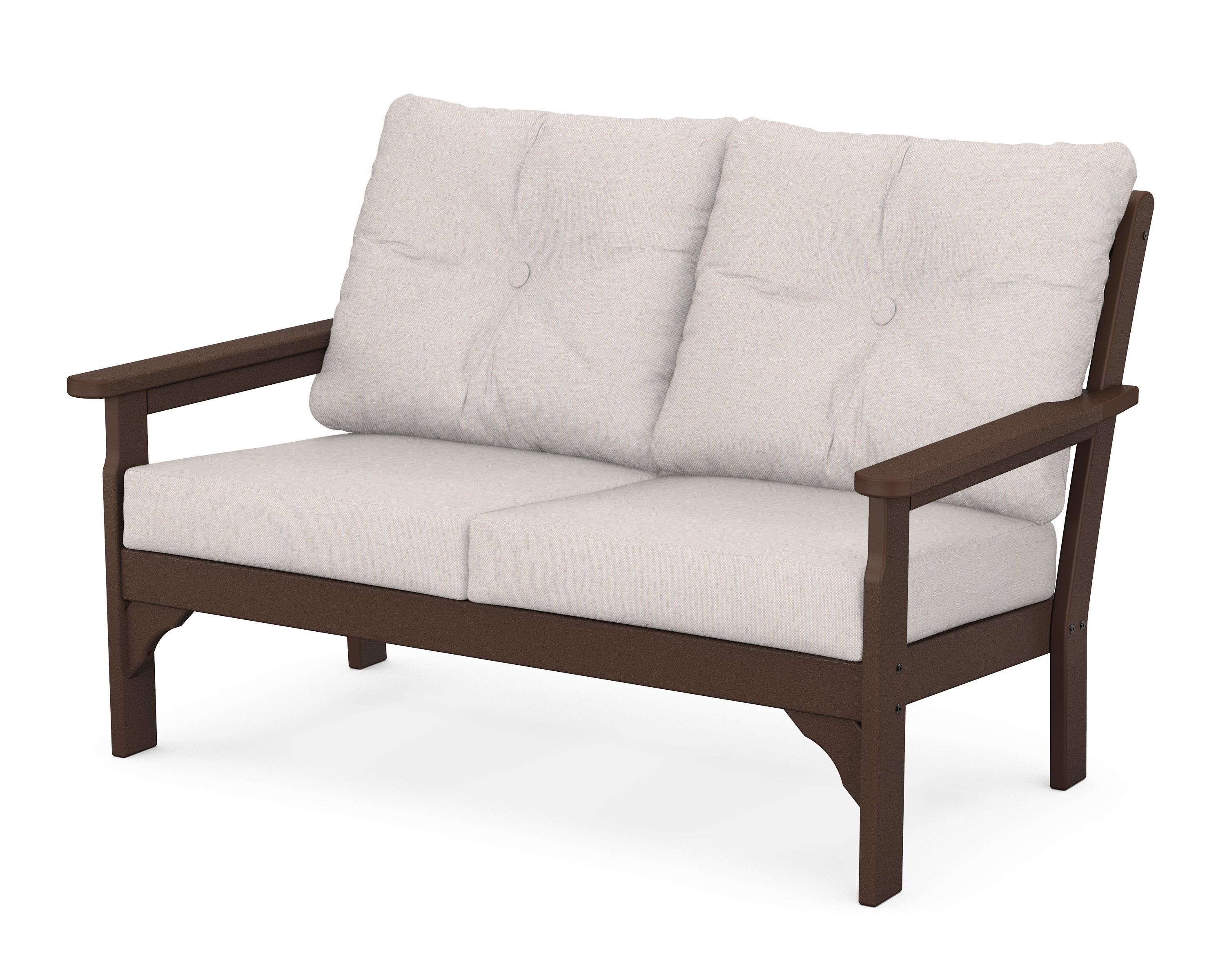POLYWOOD® Vineyard Deep Seating Loveseat in Mahogany / Dune Burlap