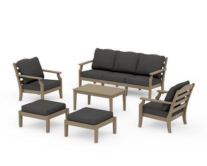 Draper James™ by  POLYWOOD® Savannah 6-Piece Lounge Sofa Set in Vintage Sahara / Spectrum Carbon