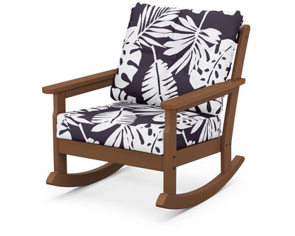 POLYWOOD® Vineyard Deep Seating Rocking Chair in Teak / Leaf Navy