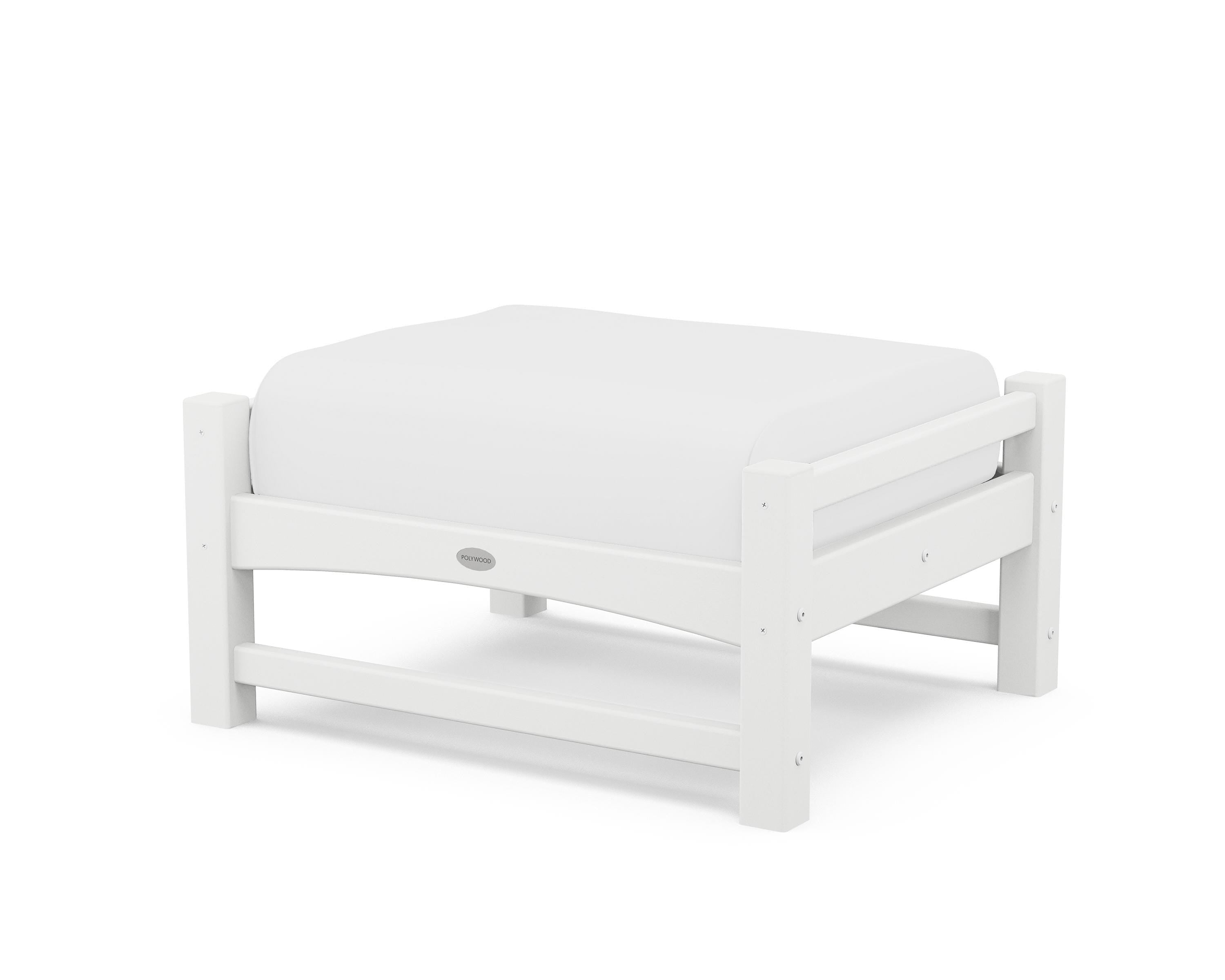 POLYWOOD® Club Ottoman in White / Natural