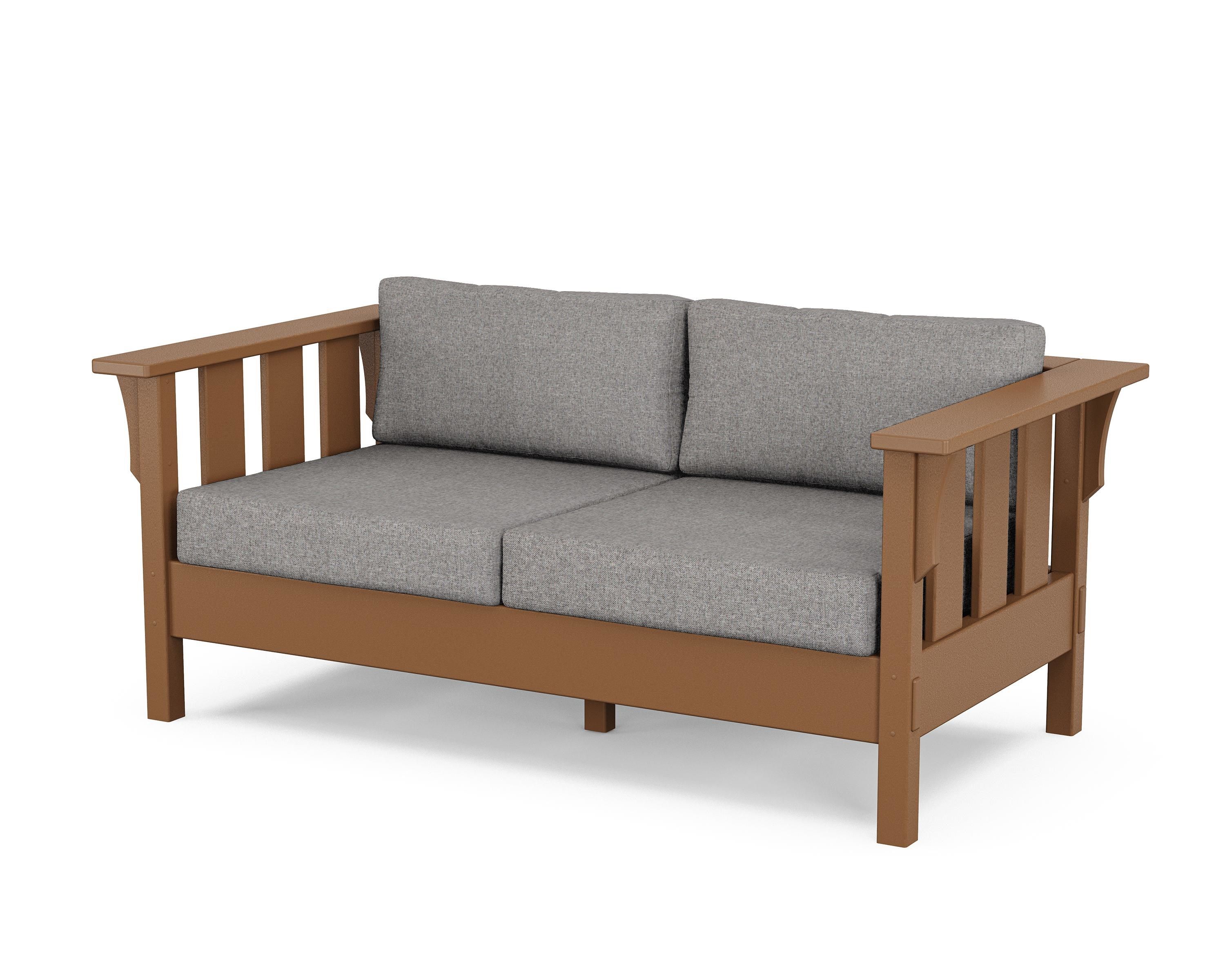 Martha Stewart by POLYWOOD® Acadia Deep Seating Loveseat in Teak / Grey Mist