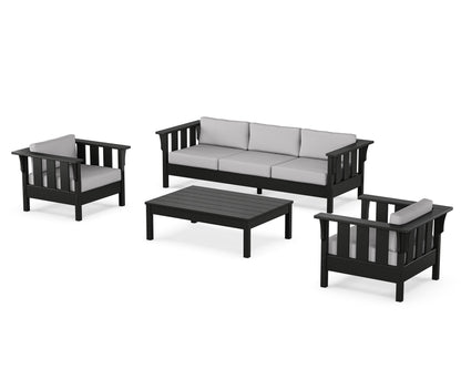 Martha Stewart by POLYWOOD® Acadia 4-Piece Deep Seating Set with Sofa in Black / Granite