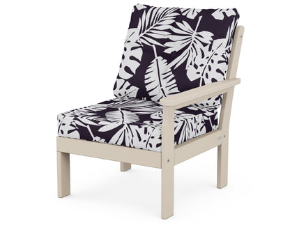 POLYWOOD® Vineyard Modular Right Arm Chair in Sand / Leaf Navy