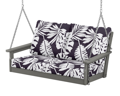 POLYWOOD® Vineyard Deep Seating Swing in Slate Grey / Leaf Navy