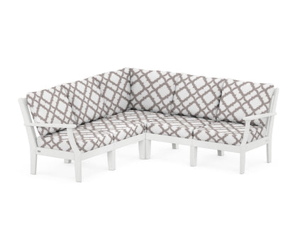 POLYWOOD® Braxton Modular 5-Piece Deep Seating Set in White / Trellis Grey Mist