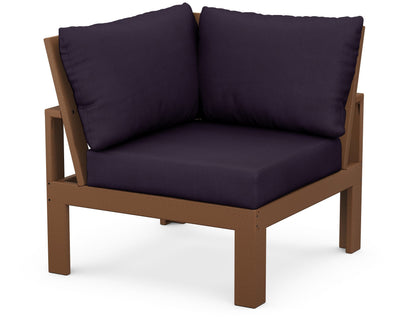 Unbranded Modular Corner Chair in Teak / Navy Linen