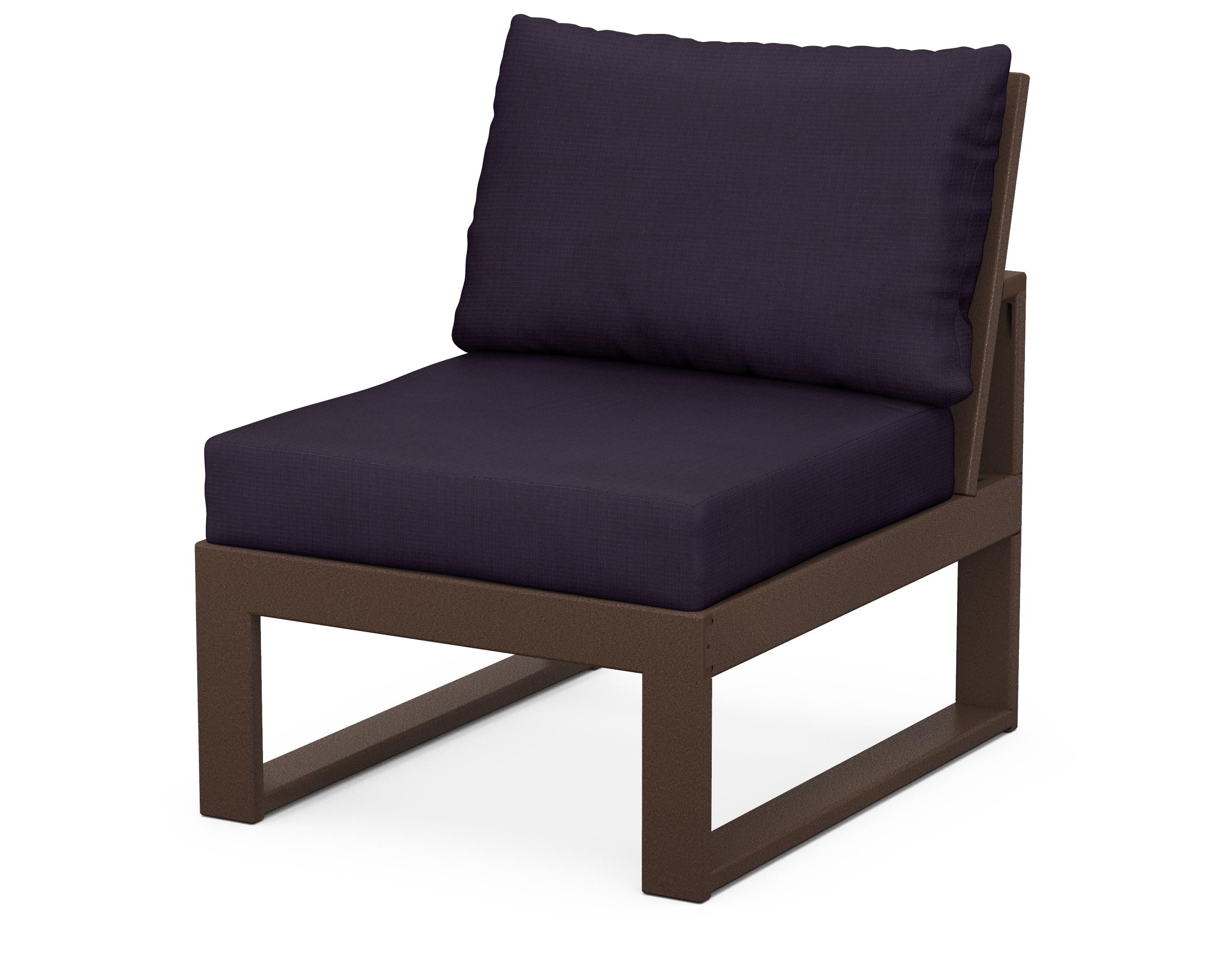 Unbranded Modular Armless Chair in Mahogany / Navy Linen
