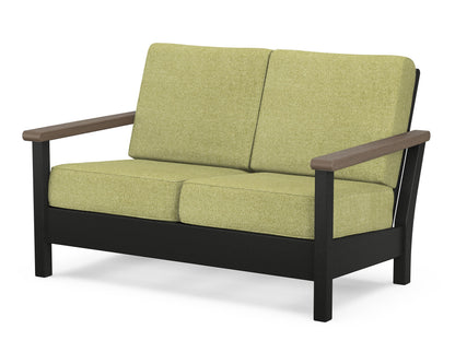 POLYWOOD® Harbour Deep Seating Loveseat in Black / Kona / Chartreuse Boucle