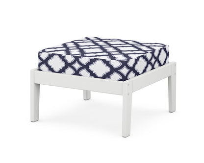 Unbranded Deep Seating Ottoman in White / Trellis Navy