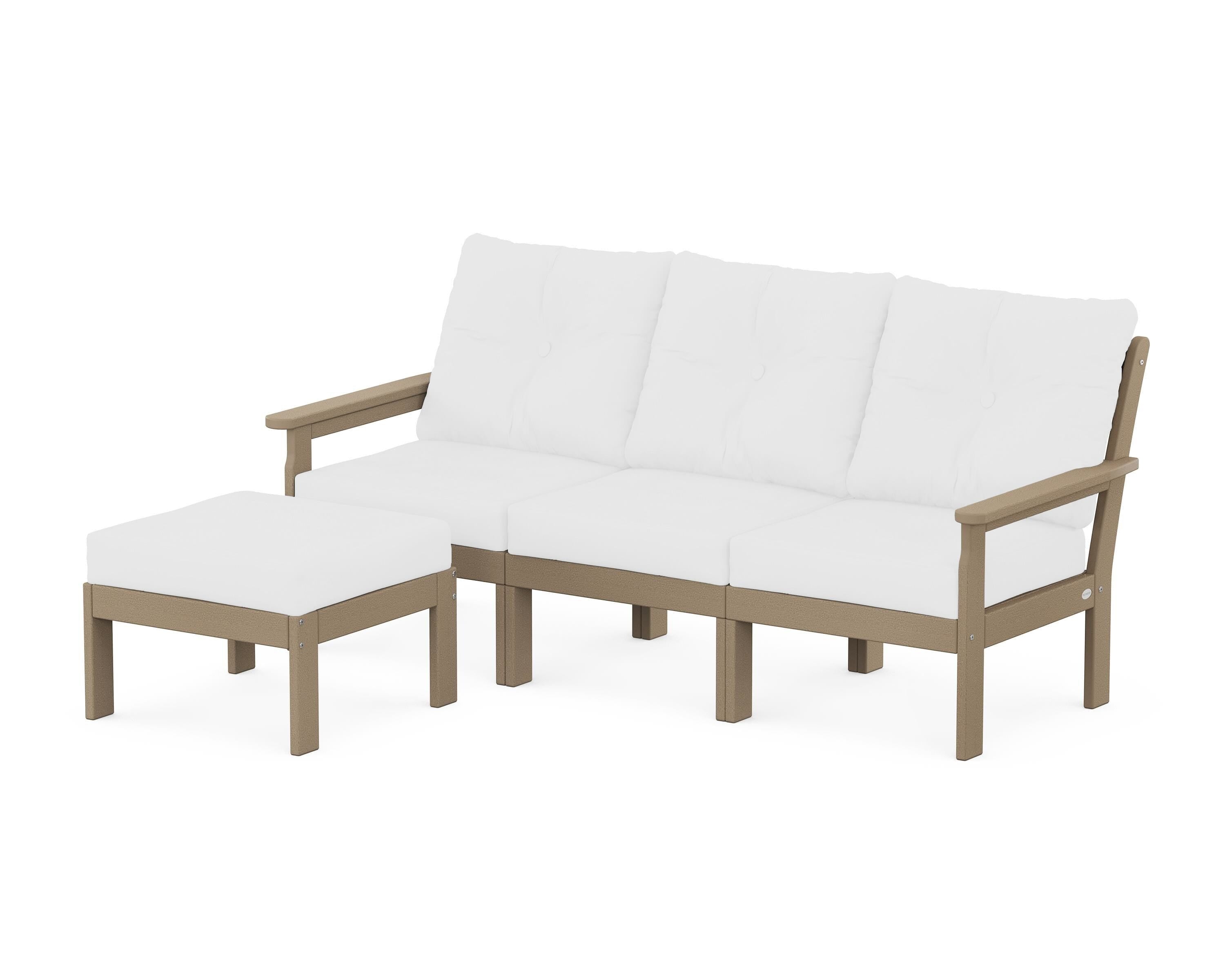 POLYWOOD® Vineyard 4-Piece Sectional with Ottoman in Vintage Sahara / Natural