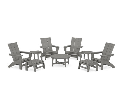 POLYWOOD® Modern Grand Adirondack 9-Piece Conversation Set in Slate Grey