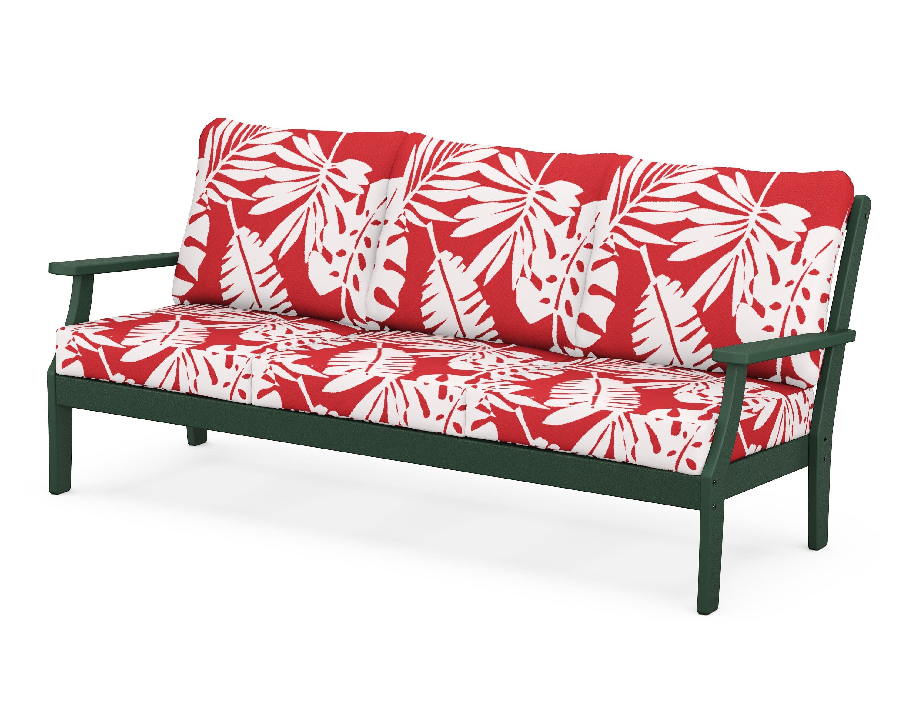 POLYWOOD® Braxton Deep Seating Sofa in Green / Leaf Crimson