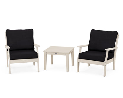 POLYWOOD® Braxton 3-Piece Deep Seating Set in Sand / Midnight Linen