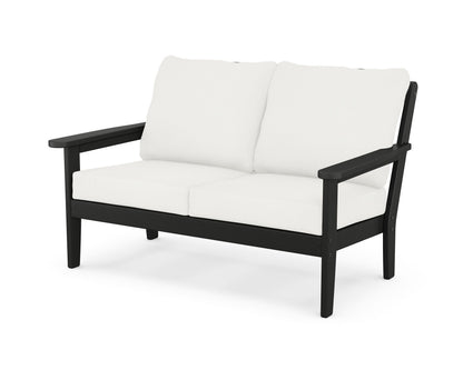 Country Living Cottage Deep Seating Loveseat in Black / Natural Linen