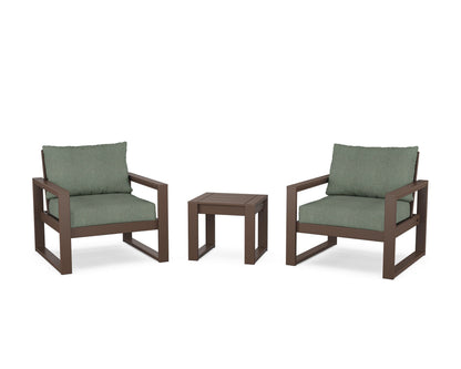 POLYWOOD® EDGE Sectional 3-Piece Deep Seating Set in Mahogany / Cast Sage