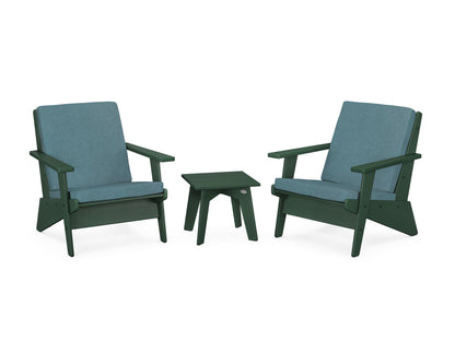 POLYWOOD® Riviera Modern Lounge 3-Piece Set in Green / Ocean Teal