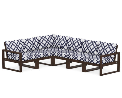 POLYWOOD® EDGE 6-Piece Modular Deep Seating Set in Mahogany / Trellis Navy