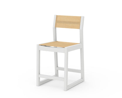 POLYWOOD® EDGE Sling Counter Side Chair in White / Dupioni Apricot Sling
