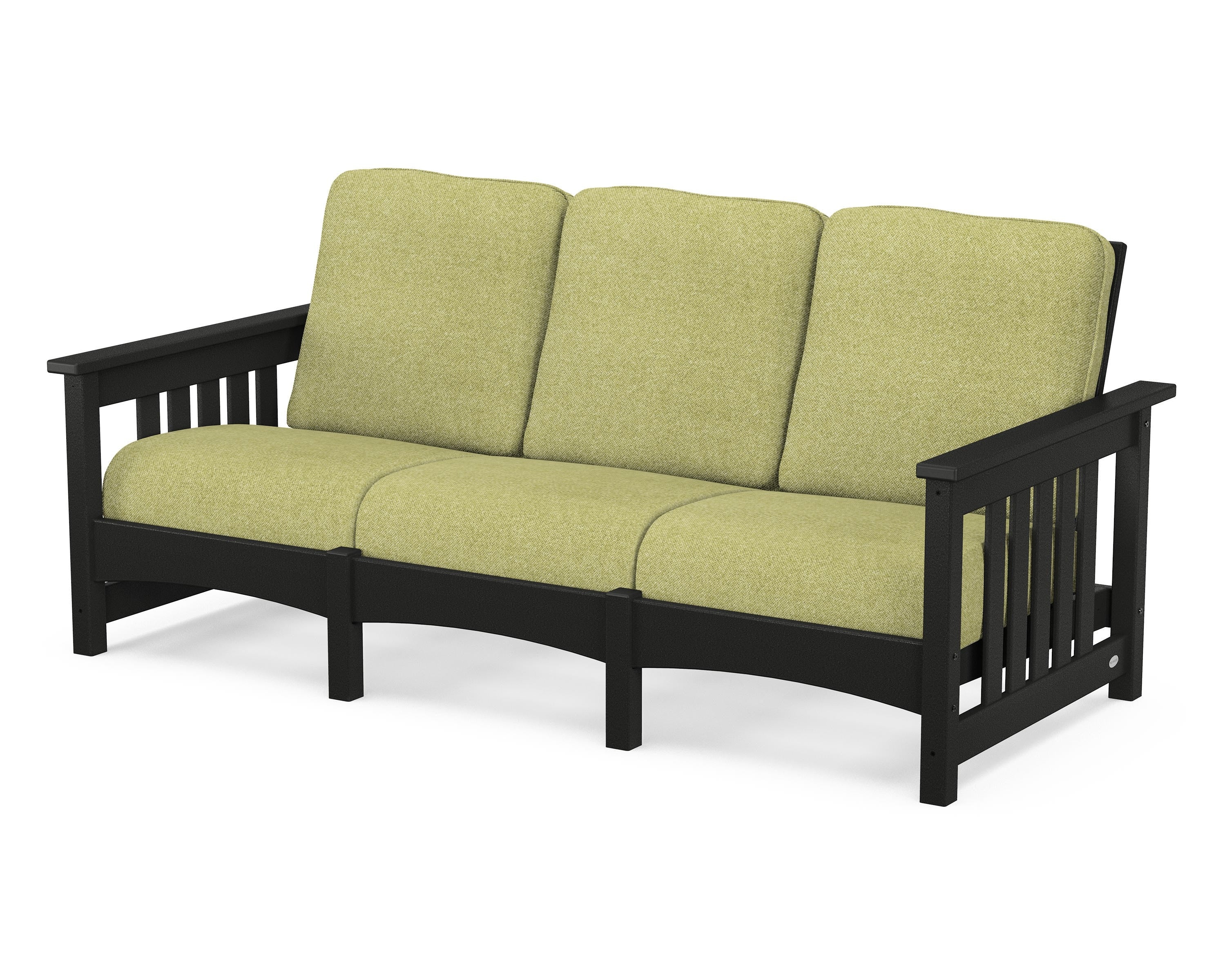 POLYWOOD® Club Mission Sofa in Black / Chartreuse Boucle