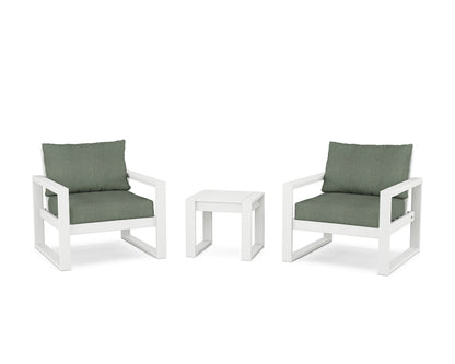 POLYWOOD® EDGE Sectional 3-Piece Deep Seating Set in White / Cast Sage