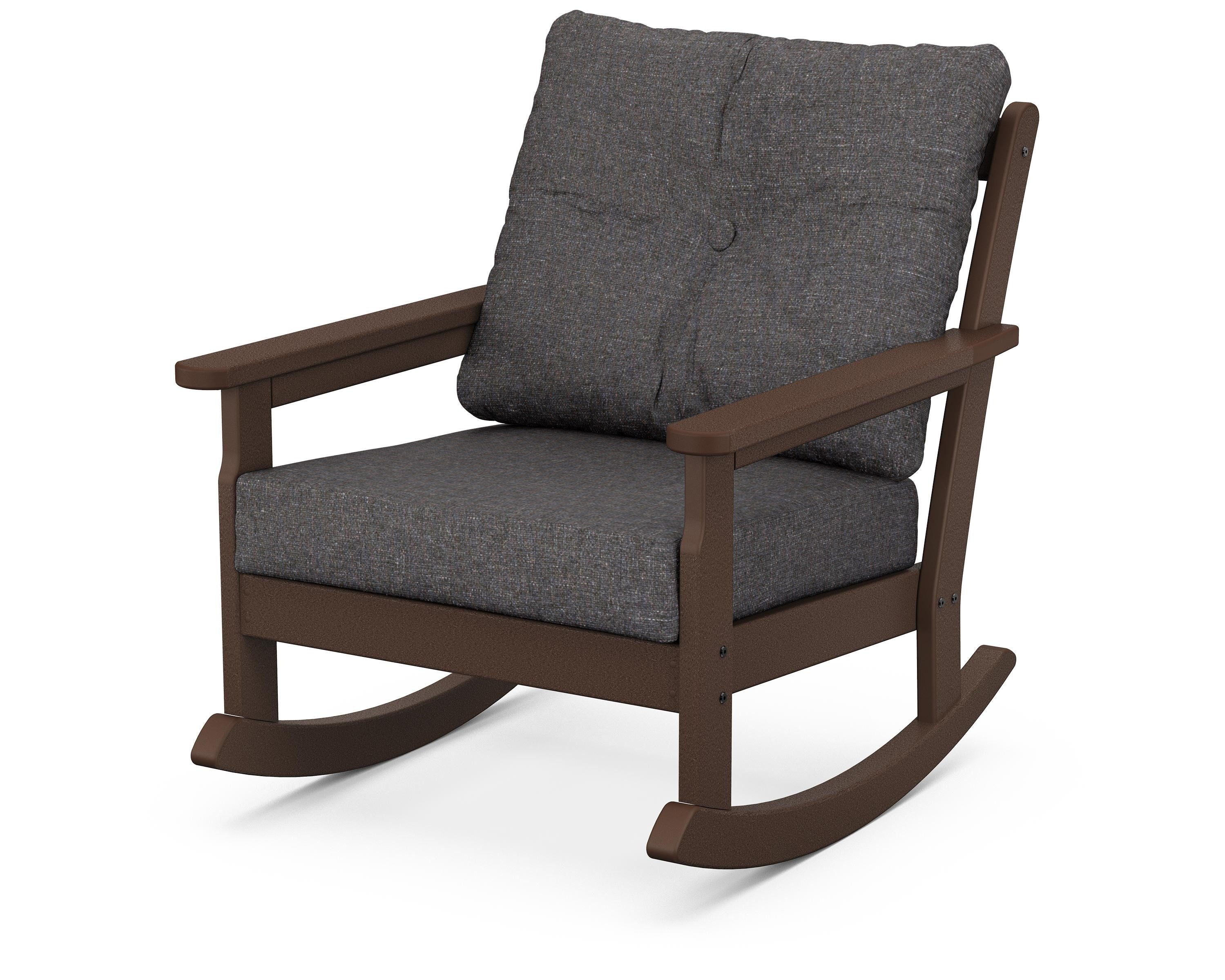 POLYWOOD® Vineyard Deep Seating Rocking Chair in Mahogany / Ash Charcoal