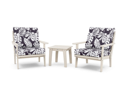 POLYWOOD® Lakeside 3-Piece Deep Seating Chair Set in Sand / Leaf Navy