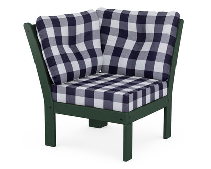 POLYWOOD® Vineyard Modular Corner Chair in Green / Buffalo Plaid Navy