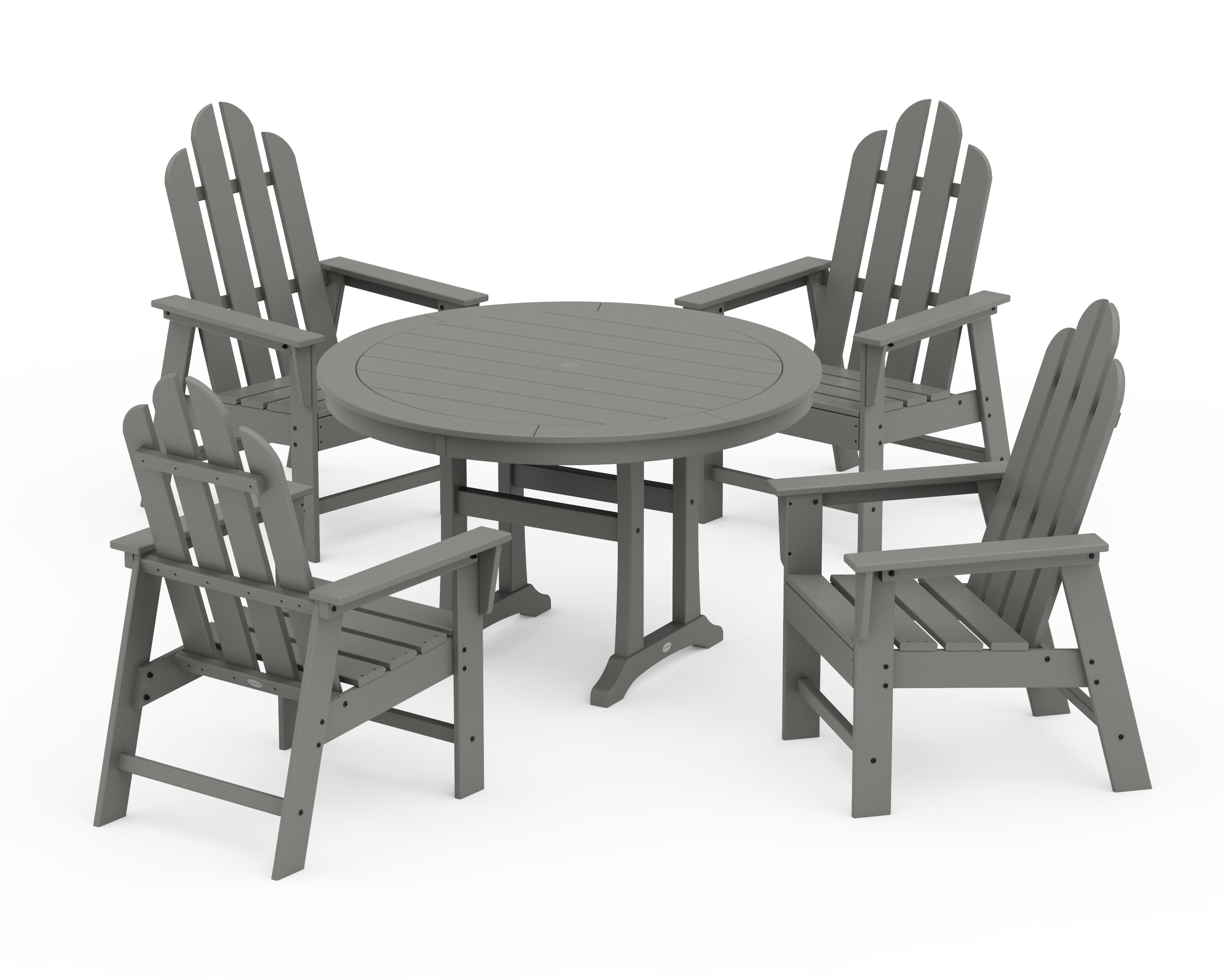 POLYWOOD® Long Island 5-Piece Round Dining Set with Trestle Legs in Slate Grey