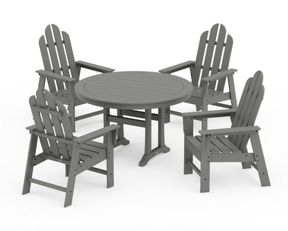 POLYWOOD® Long Island 5-Piece Round Dining Set with Trestle Legs in Slate Grey