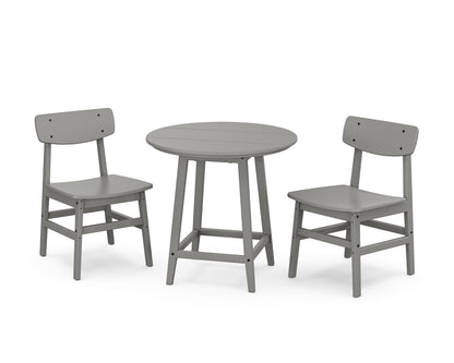 POLYWOOD® Modern Studio Urban Chair 3-Piece Round Bistro Dining Set in Slate Grey
