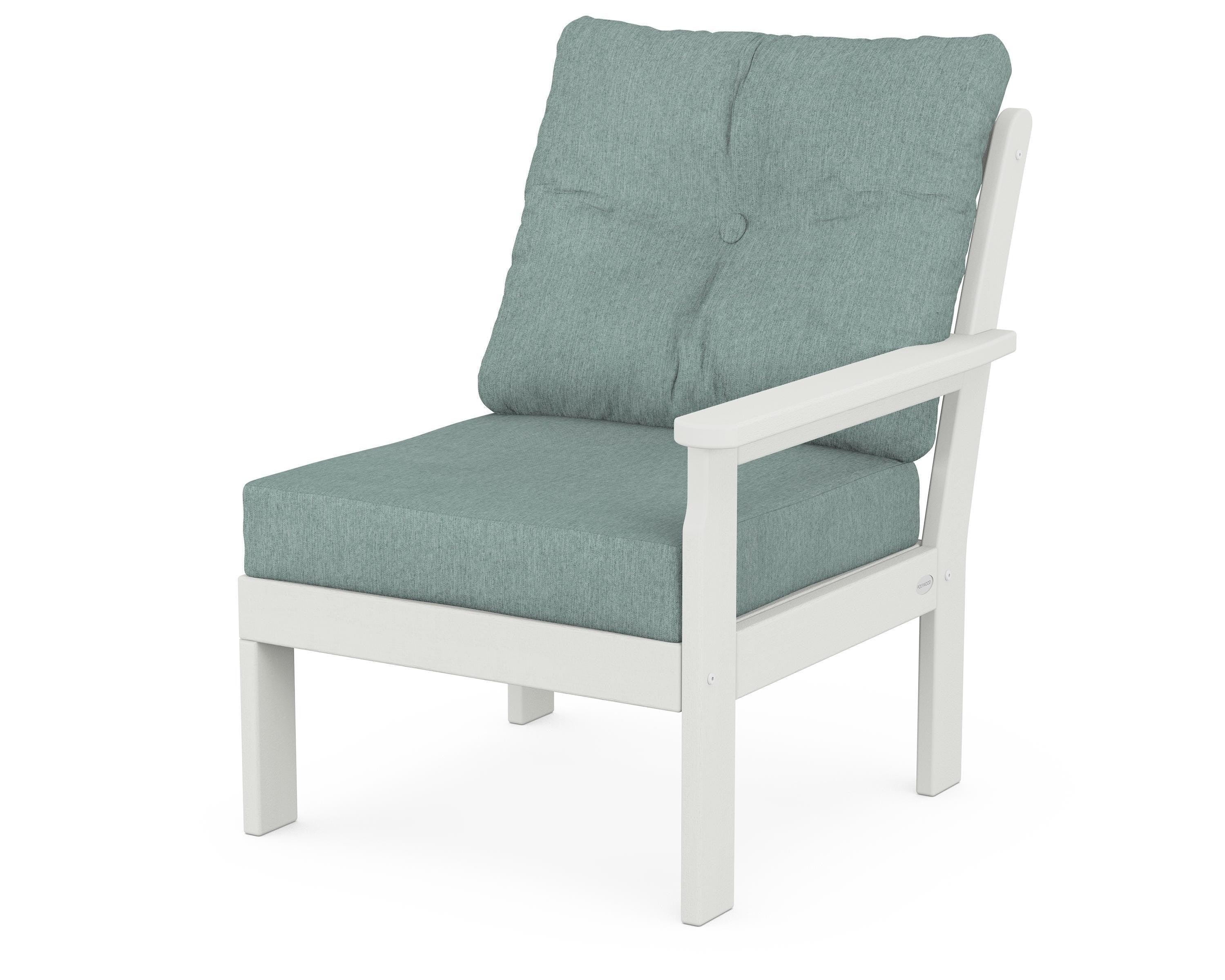 POLYWOOD® Vineyard Modular Right Arm Chair in Vintage White / Glacier Spa