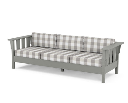 Martha Stewart by POLYWOOD® Acadia Deep Seating Sofa in Slate Grey / Buffalo Plaid Grey Mist