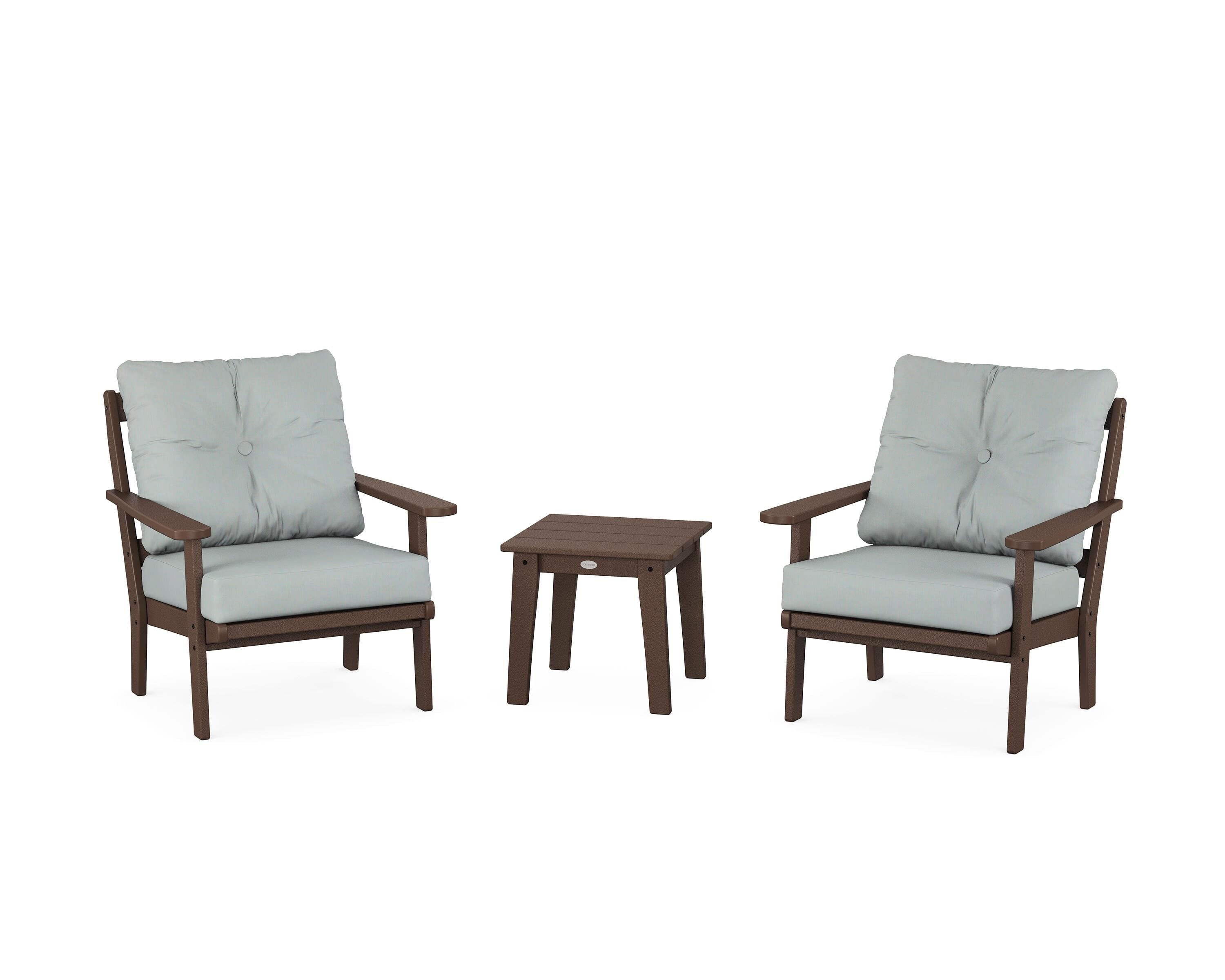 POLYWOOD® Mission 3-Piece Deep Seating Set in Mahogany / Spa